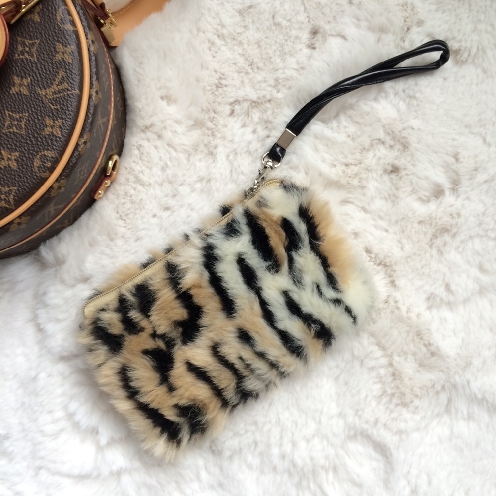 Faux Fur Wristlet Pouch